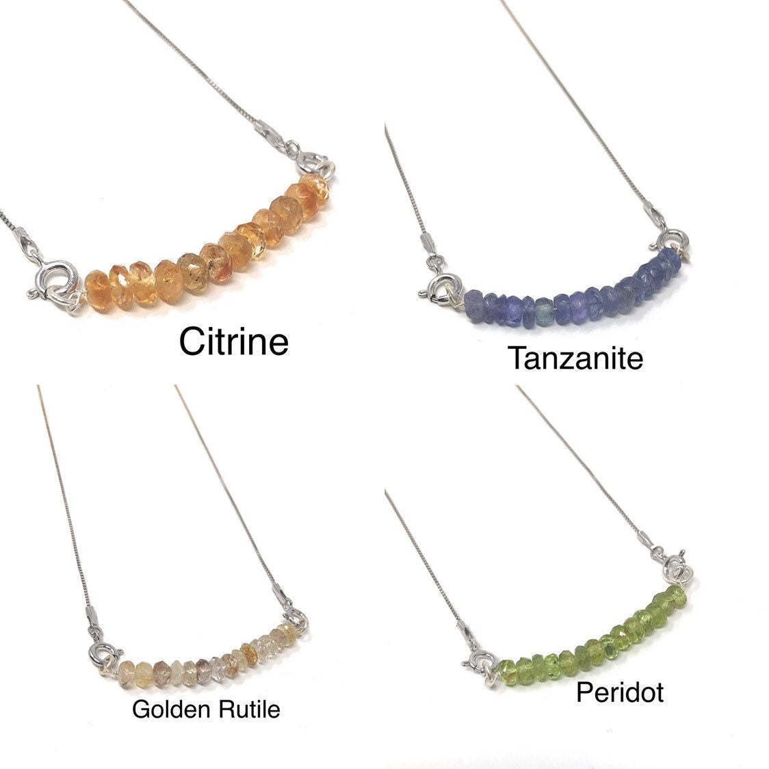 Natural Gemstone Necklace; BirthstonSterling Silver Jewelry Healing Jewelry Gifts for Her Citrine