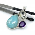Natural Gemstone PeAmethyst and Prasiolite Sterling Silver Jewelry Bohemian Jewelry Default Title