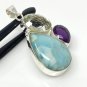 Natural Gemstone PeAmethyst and Prasiolite Sterling Silver Jewelry Bohemian Jewelry Default Title