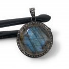 NatuSterling Silver Pave Diamond Fine Jewelry Oxidized Silver Pendant Gifts for Her Default Title