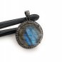 NatuSterling Silver Pave Diamond Fine Jewelry Oxidized Silver Pendant Gifts for Her Default Title