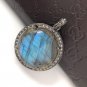 NatuSterling Silver Pave Diamond Fine Jewelry Oxidized Silver Pendant Gifts for Her Default Title