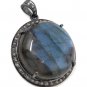 NatuSterling Silver Pave Diamond Fine Jewelry Oxidized Silver Pendant Gifts for Her Default Title