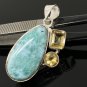 Natural Larimar and Citrine GemstonLarimar Pendant Citrine Pendant Bohemian Jewelry Default Title