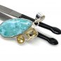 Natural Larimar and Citrine GemstonLarimar Pendant Citrine Pendant Bohemian Jewelry Default Title