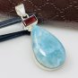 Natural Larimar and Garnet Gemstone Larimar Pendant Garnet Pendant Bohemian Jewelry Default Title