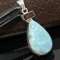 Natural Larimar and Garnet Gemstone Larimar Pendant Garnet Pendant Bohemian Jewelry Default Title