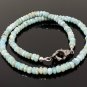 Natural Larimar Necklace with Pave Diamond Gemstone Necklace Bohemian Jewelry Gifts for Her 17.25
