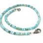Natural Larimar Necklace with Pave Diamond Gemstone Necklace Bohemian Jewelry Gifts for Her 17.25