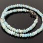 Natural Larimar Necklace with Pave Diamond Gemstone Necklace Bohemian Jewelry Gifts for Her 17.25