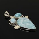 Natural Larimar Pendant; Silver Jewelry Gifts for Her Bohemian Jewelry Boho Pendant Default Title