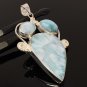 Natural Larimar Pendant; Silver Jewelry Gifts for Her Bohemian Jewelry Boho Pendant Default Title
