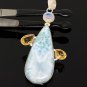Natural Larimar with Citrine and MooMoonstone Pendant Bohemian Jewelry Boho Pendant Default Title