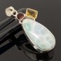 Natural Larimar with Garnet and CitLarimar Pendant Citrine Pendant Bohemian Jewelry Default Title