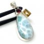 Natural Larimar with Garnet and CitLarimar Pendant Citrine Pendant Bohemian Jewelry Default Title