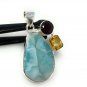 Natural Larimar with Garnet and CitLarimar Pendant Citrine Pendant Bohemian Jewelry Default Title