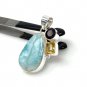 Natural Larimar with Garnet and CitLarimar Pendant Citrine Pendant Bohemian Jewelry Default Title