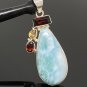 Natural Larimar with Garnet and CitLarimar Pendant Citrine Pendant Bohemian Jewelry Default Title