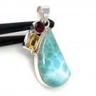 Natural Larimar with Garnet and CitLarimar Pendant Citrine Pendant Bohemian Jewelry Default Title