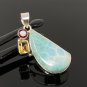 Natural Larimar with Garnet and CitLarimar Pendant Citrine Pendant Bohemian Jewelry Default Title