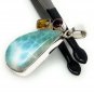 Natural Larimar with Garnet and CitLarimar Pendant Citrine Pendant Bohemian Jewelry Default Title