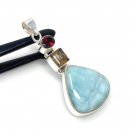 Natural Larimar with GarnetSterling Silver Jewelry Larimar Pendant Bohemian Jewelry Default Title