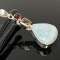 Natural Larimar with GarnetSterling Silver Jewelry Larimar Pendant Bohemian Jewelry Default Title