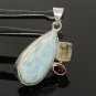 Natural Larimar with GarnetSterling Silver Jewelry Larimar Pendant Bohemian Jewelry Default Title