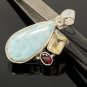 Natural Larimar with GarnetSterling Silver Jewelry Larimar Pendant Bohemian Jewelry Default Title