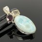 Natural Larimar with GarnetSterling Silver Jewelry Larimar Pendant Bohemian Jewelry Default Title