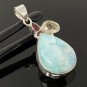 Natural Larimar with GarnetSterling Silver Jewelry Larimar Pendant Bohemian Jewelry Default Title
