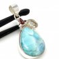 Natural Larimar with GarnetSterling Silver Jewelry Larimar Pendant Bohemian Jewelry Default Title