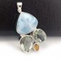 Natural LaSterling Silver - Bohemian Jewelry Larimar Pendant Green Amethyst Pendant Default Title
