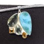 Natural LaSterling Silver - Bohemian Jewelry Larimar Pendant Green Amethyst Pendant Default Title