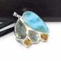 Natural LaSterling Silver - Bohemian Jewelry Larimar Pendant Green Amethyst Pendant Default Title