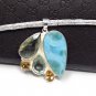 Natural LaSterling Silver - Bohemian Jewelry Larimar Pendant Green Amethyst Pendant Default Title