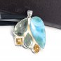 Natural LaSterling Silver - Bohemian Jewelry Larimar Pendant Green Amethyst Pendant Default Title