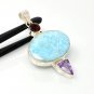 Natural LaSterling Silver - Bohemian Jewelry Larimar Pendant Green Amethyst Pendant Default Title