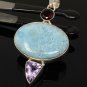 Natural LaSterling Silver - Bohemian Jewelry Larimar Pendant Green Amethyst Pendant Default Title