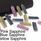 Natural Sapphire Gemstone Bar Shape Bulk Wholesale Charms Blue -Pink - Yellow 1 pc Blue Sapphire
