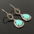 Natural Sleeping Sterling Silver Gemstone Earrings Robin Egg Turquoise 1.60'x 0.50' Default Title