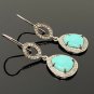 Natural Sleeping Sterling Silver Gemstone Earrings Robin Egg Turquoise 1.60'x 0.50' Default Title