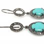 Natural Sleeping Sterling Silver Gemstone Earrings Robin Egg Turquoise 1.60'x 0.50' Default Title