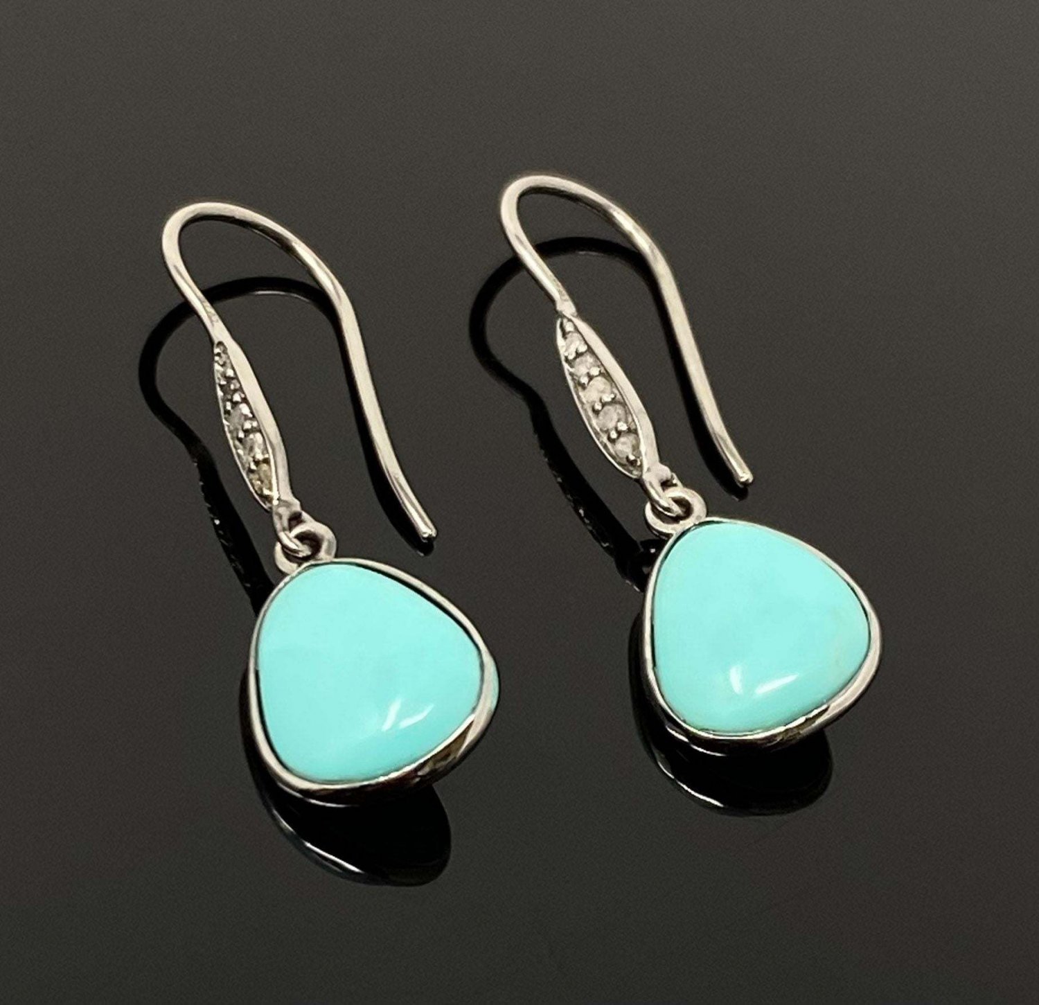 Natural Sleeping BeautVictorian Gemstone Earrings Robin Egg Turquoise 1.35' x 0.45' Default Title