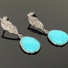 Natural Sleeping BeautVictorian Gemstone Earrings Robin Egg Turquoise 1.35' x 0.50' Default Title