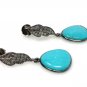 Natural Sleeping BeautVictorian Gemstone Earrings Robin Egg Turquoise 1.35' x 0.50' Default Title