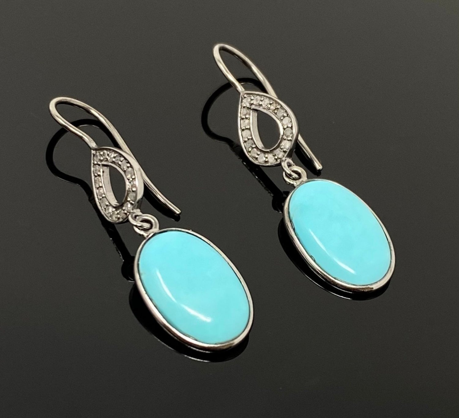 Natural Sleeping BeautVictorian Gemstone Earrings Robin Egg Turquoise 1.55' x 0.30' Default Title