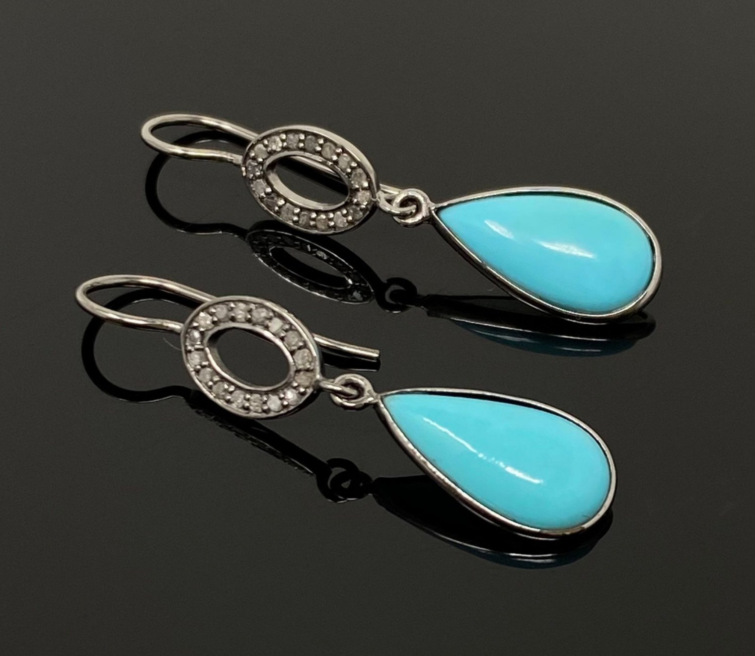 Natural Sleeping BeautVictorian Gemstone Earrings Robin Egg Turquoise 1.60' x 0.35' Default Title