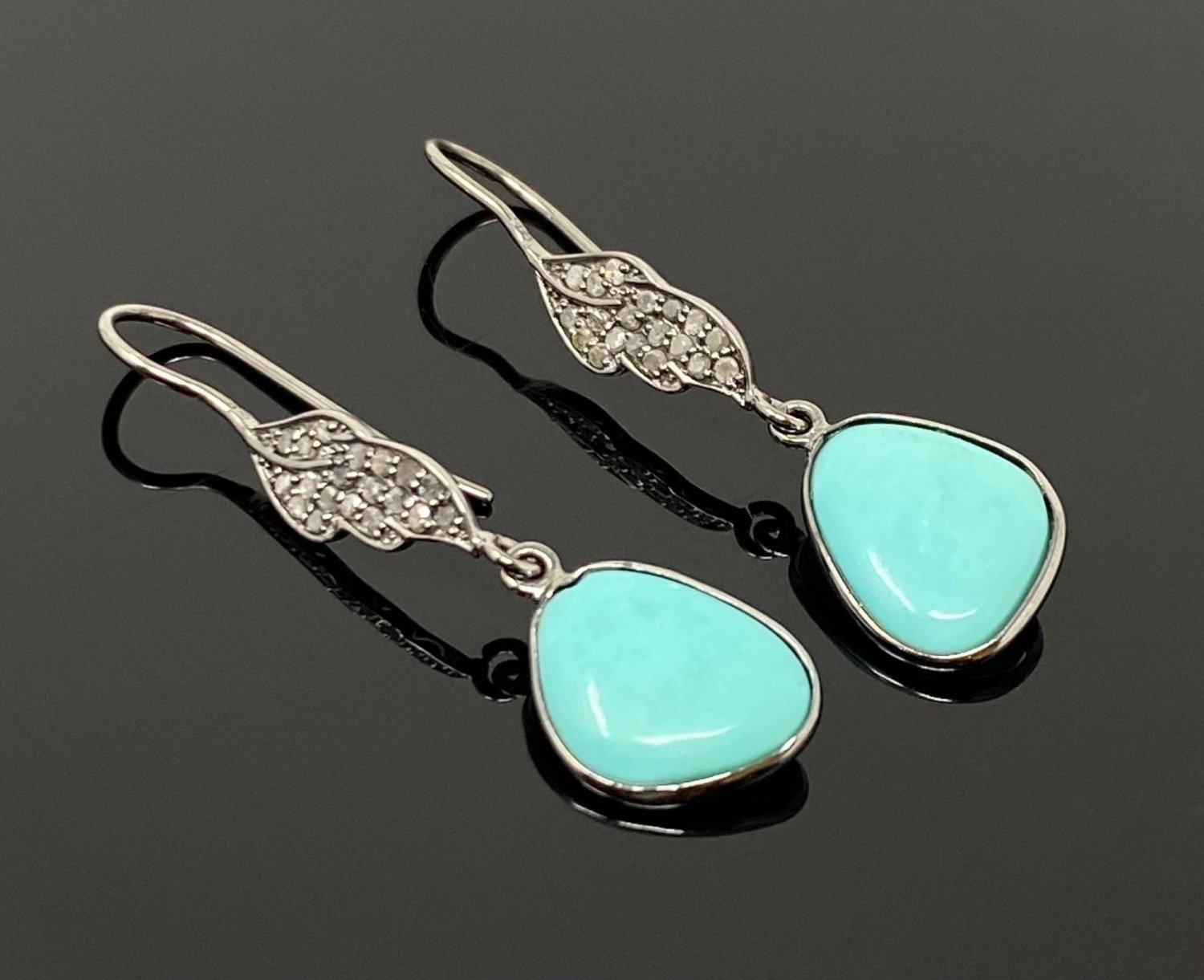 Natural Sleeping BeautVictorian Gemstone Earrings Robin Egg Turquoise 1.65' x 0.50' Default Title