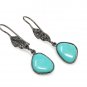 Natural Sleeping BeautVictorian Gemstone Earrings Robin Egg Turquoise 1.65' x 0.50' Default Title